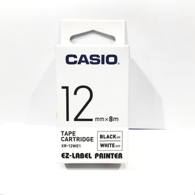 EZ-Label Casio 12mm Black Ink White XR-12WE1