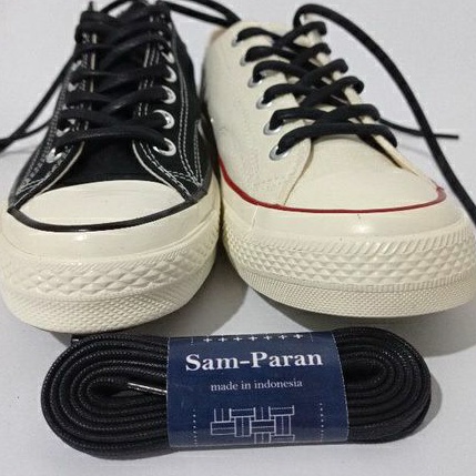 SAMPARAN WAXED SHOE LACES BLACK TALI SEPATU LILIN HITAM PANJANG 120 CM LEBAR 7-8 MM