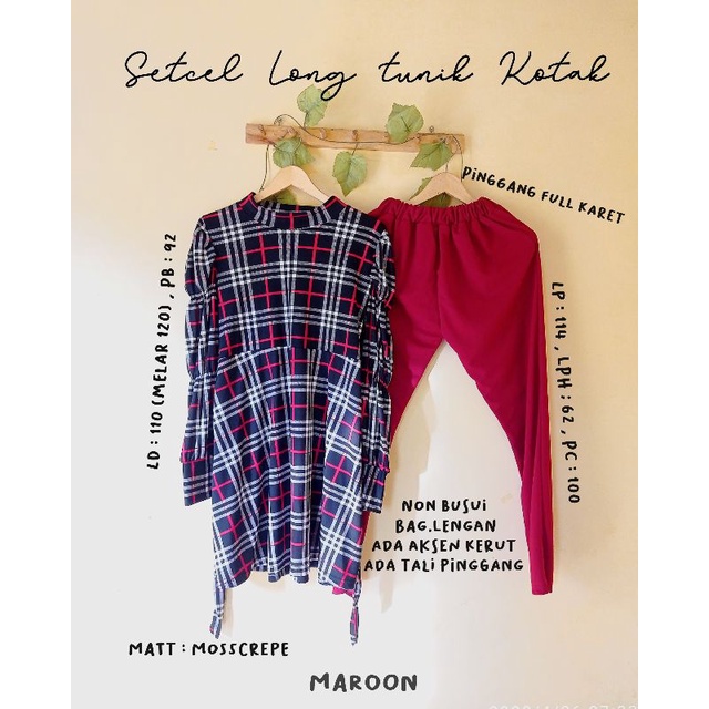 Setelan Celana Long Tunik Kotak