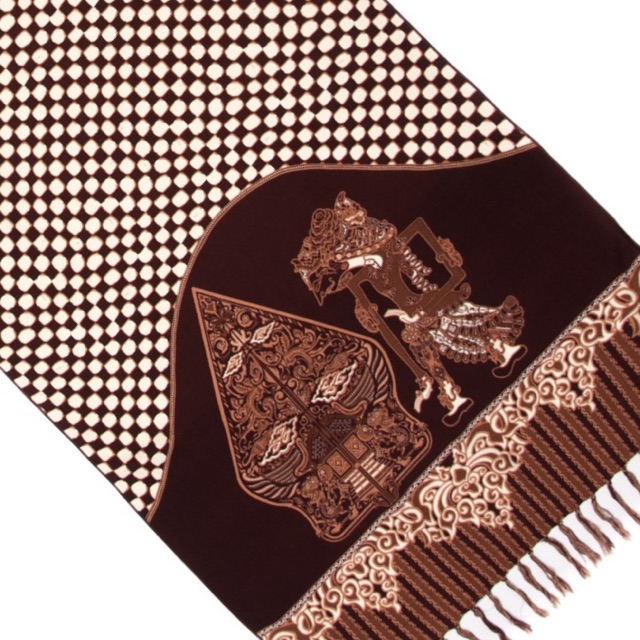 SYAL BATIK PREMIUM MOTIF WAYANG POLENG COKLAT BROWN 722917 CAP 72