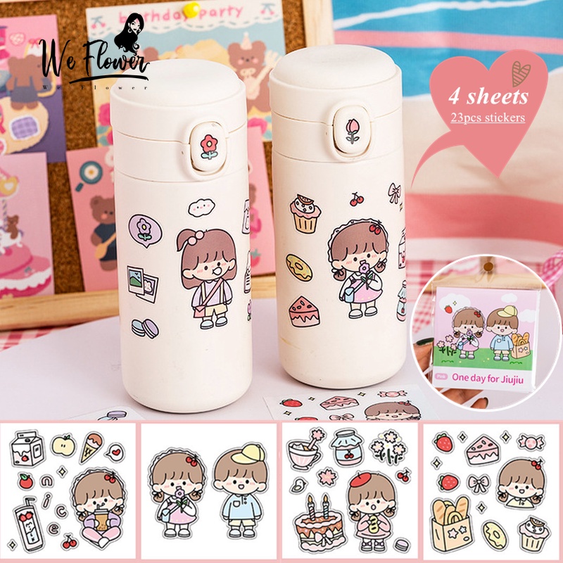 We Flower 23PCs Cute Cartoon PVC Stickers DIY Decals for Water Bottle Scrapbook Cellphone