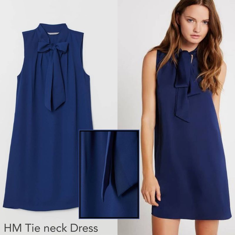 Dress Tunic V neck Warna Blue &amp;Motif H&amp;M Original Branded