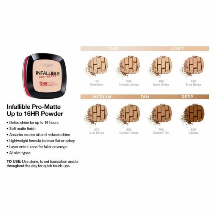 Loreal Infallible Pro-Matte 16HR Makeup Compact Powder-Bedak Original