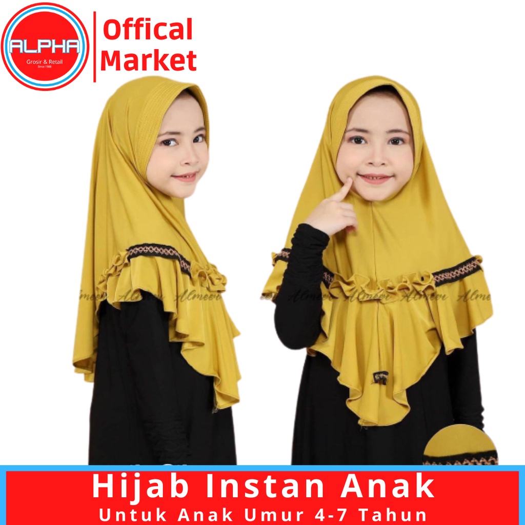 kerudung instan jersey bergo anak perempuan anggita umur 4-7 tahun bahan jersey hyget jumbo motif list rempel ped antem terbaru