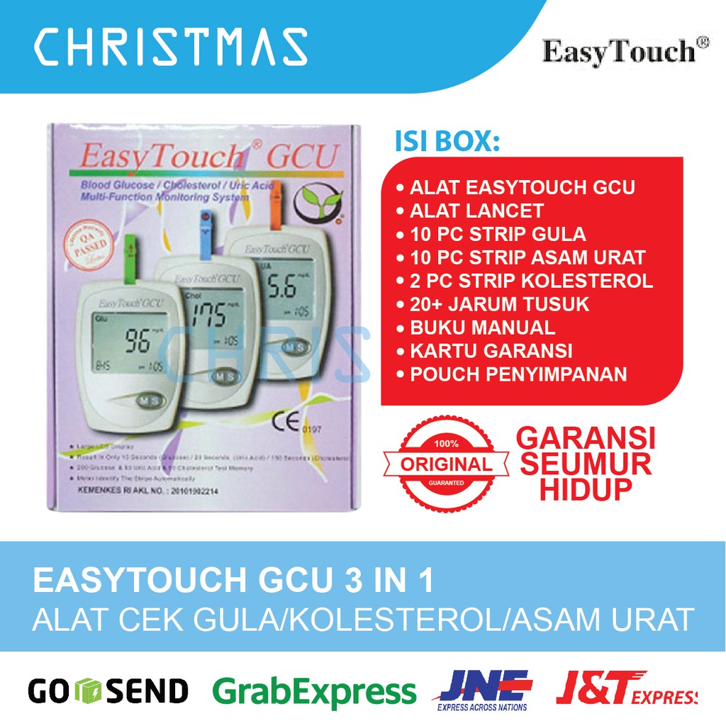 (Original) EasyTouch GCU Alat Cek Kolesterol Gula Darah dan Asam Urat 3 in 1 Exp Lama Termurah