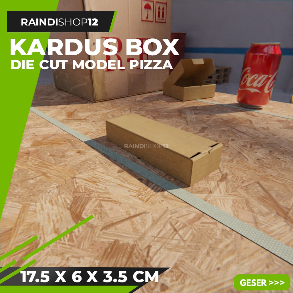 

BOX 17.5 X 6 X 3.5 CM KARDUS DIE CUT PIZZA KEMASAN PACKAGING KADO