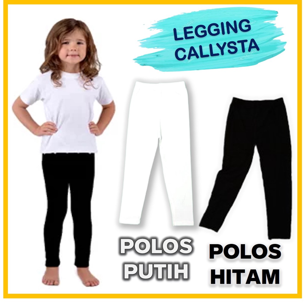 LEGGING CALLYSTA Anak Polos Hitam Putih | Celana Legging Panjang Anak Polos Hitam Putih
