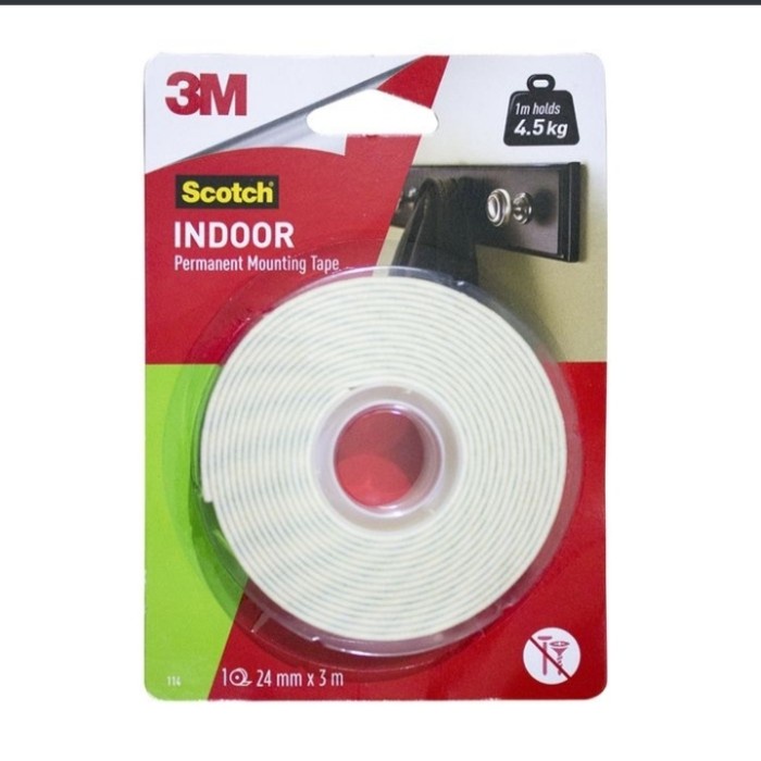 

Limited 3M Double Tape Foam Indoor Permanent Mounting Tape 1" X 3Mtr Bagus