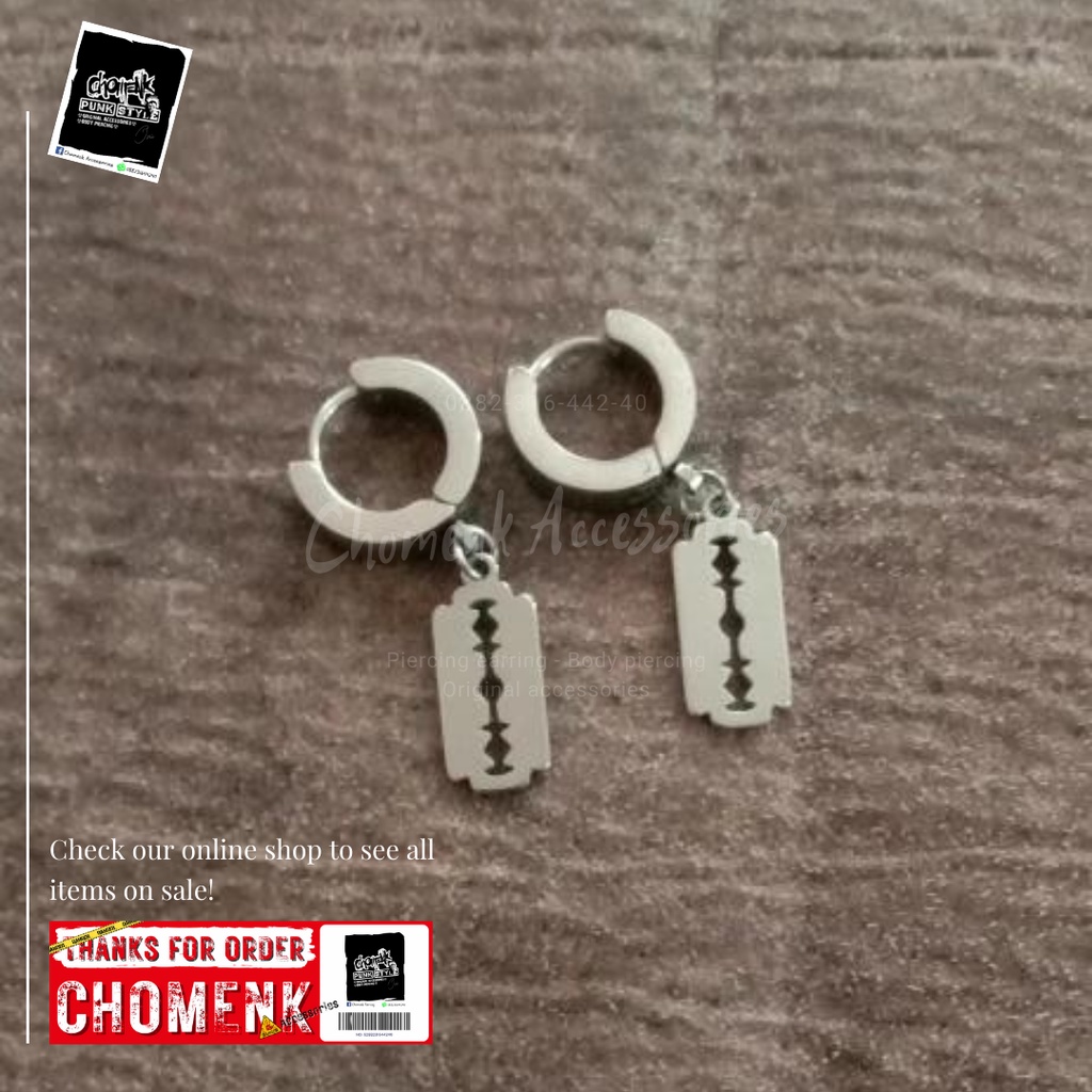 ANTING PRIA ANTING SILET ANTING TINDIK SILET RAZOR BLADE TITANIUM 1PCS ANTING PRIA ANTING SILET ANTING TINDIK SILET RAZOR BLADE TITANIUM 1PCS