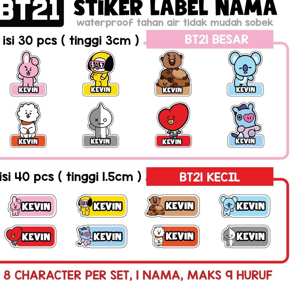 

(eahk -518) label nama anak Stiker gambar bt21 avengers princess minion my little pony princess harry potter kakao friend custom ● 26
