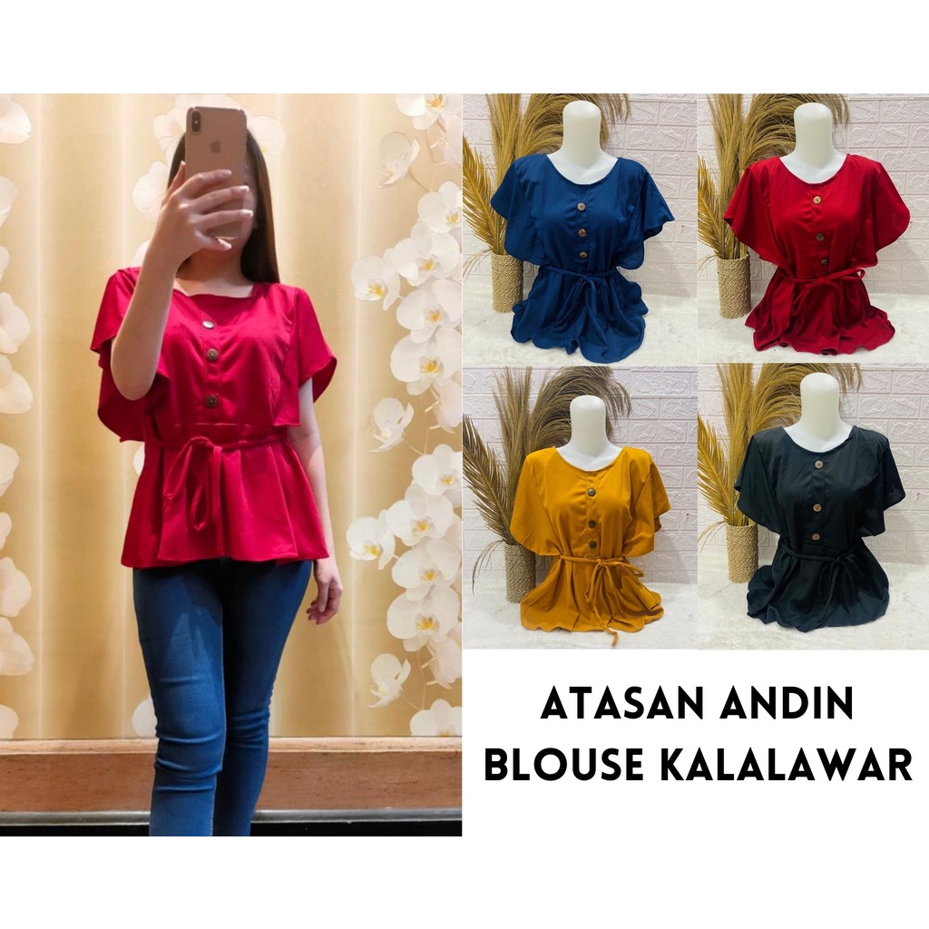 Atasan Andin Blouse Kalalwar Voxy Kancing Batok Atasan Andin Kancing batok