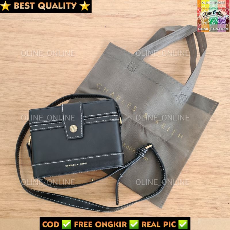 tas wanita bronte boxy selempang box kotak ck two tone dan hitam mini small bag