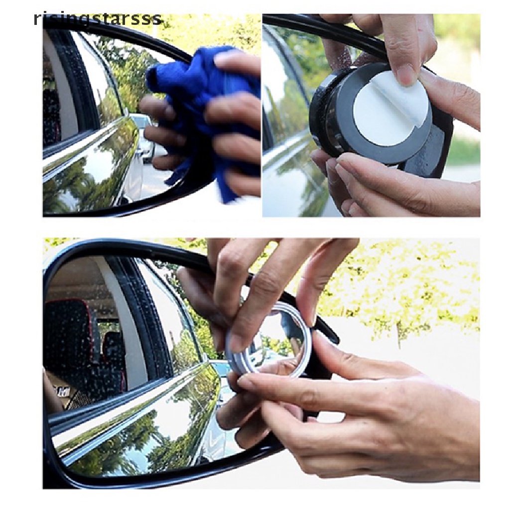 Rsid 2Pcs Kaca Spion Blind Spot HD 360 Derajat Untuk Motor / Mobil° Lensa Wide Angle Adjustable