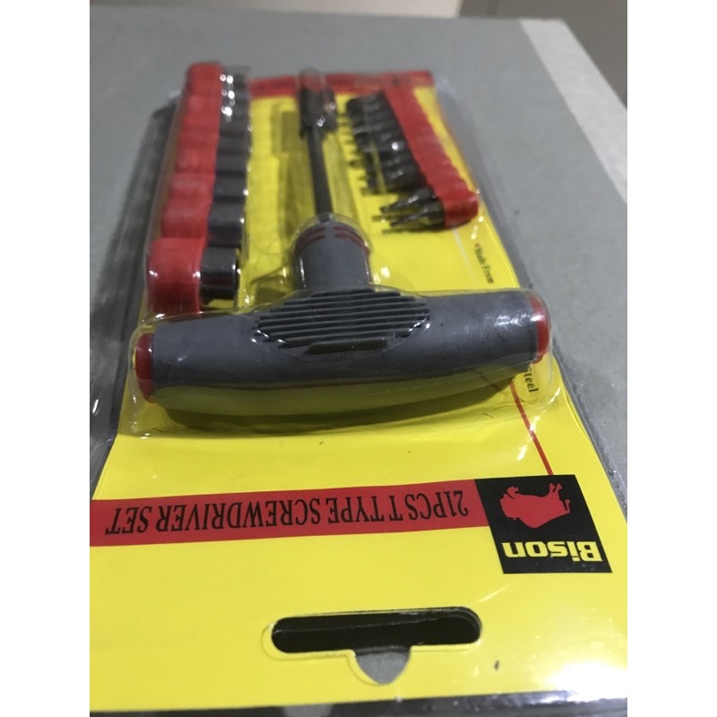 BISON Obeng Sok 21pcs Model Gagang T - Tool Kit Mata Obeng Kunci S