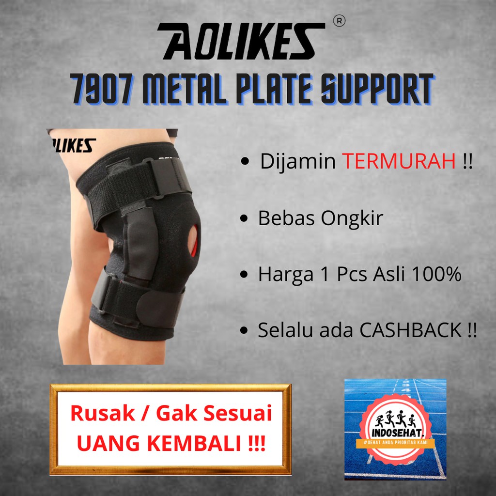 AOLIKES 7907 Premium Knee Support - Deker Pelindung Lutut Kaki Olahraga / Knee Brace + Plat Baja