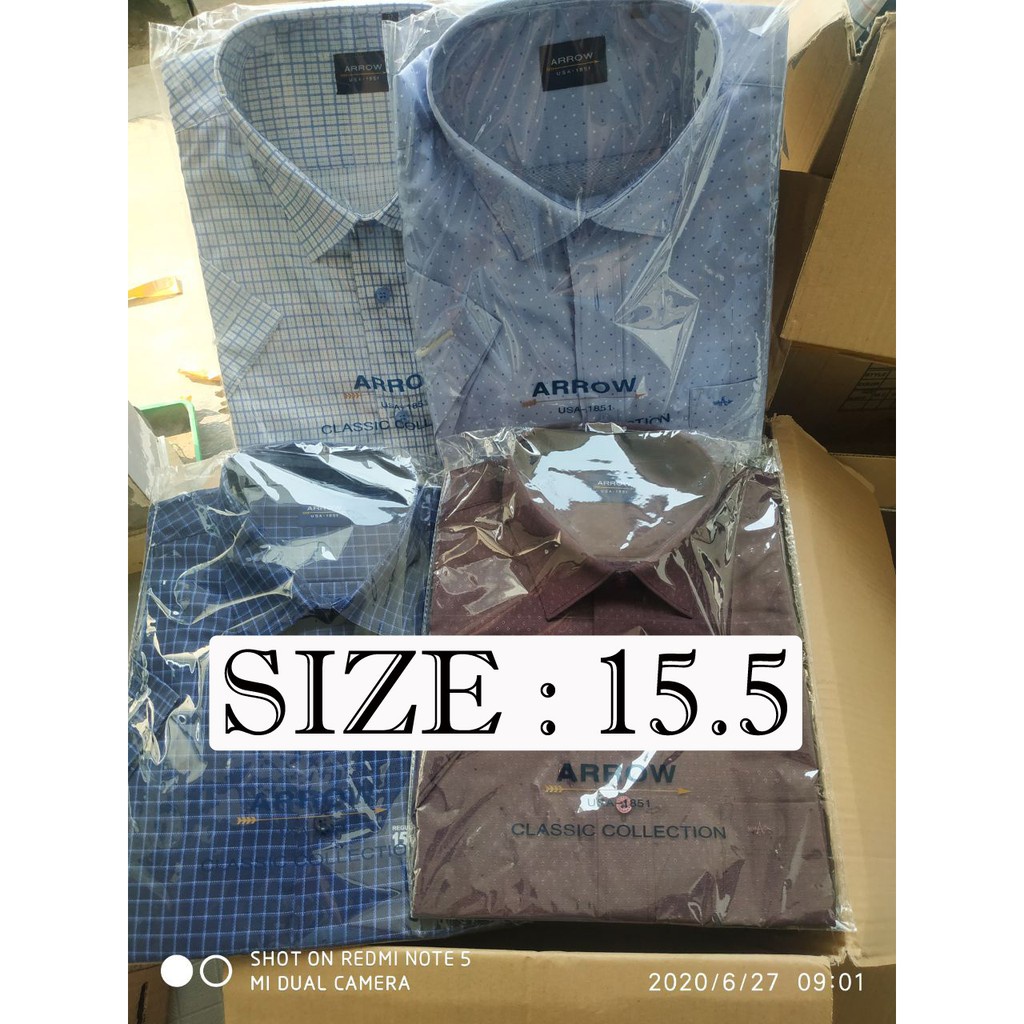 Kemeja Reguler Fit Lengan Pendek Merk ARROW Size 15.5