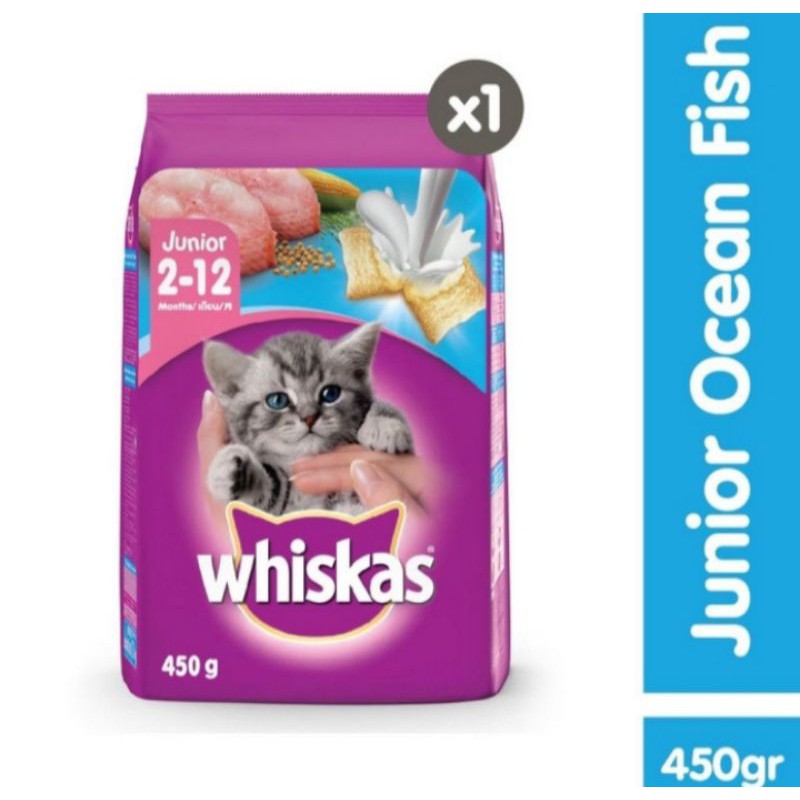 makanan kucing whiskas junior ocean fish 450g freshpack