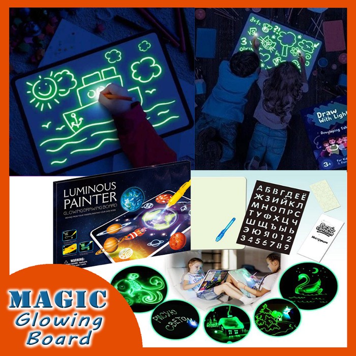 

BUKU GAMBAR AJAIB EDUKASI ANAK Magic Drawing Board / Mainan Edukasi Anak / Glowing Board NEW