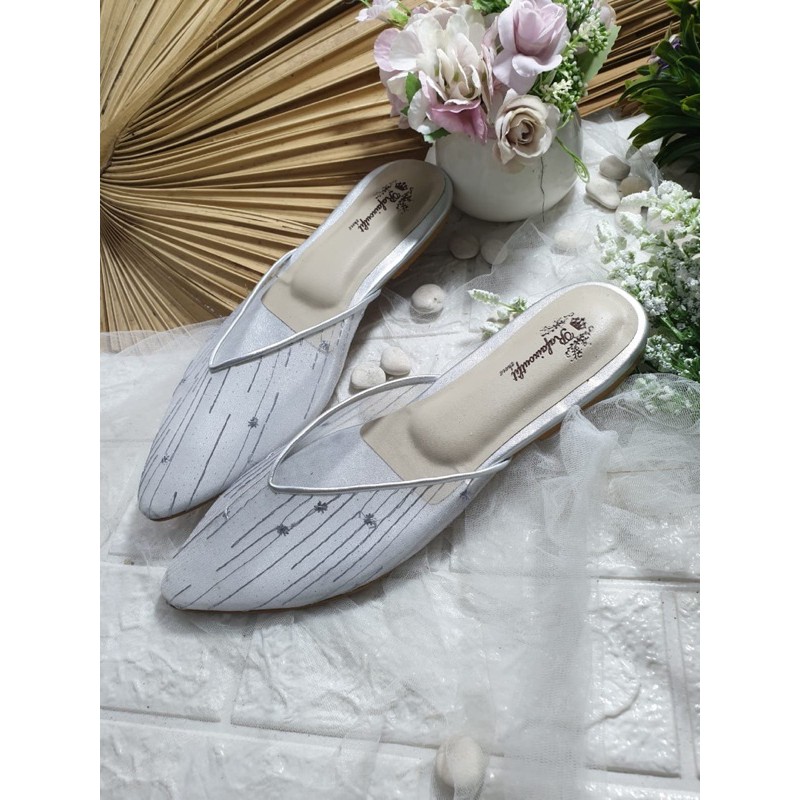 flatshoes kathy silver 1cm sepatu wanita tanpa hak