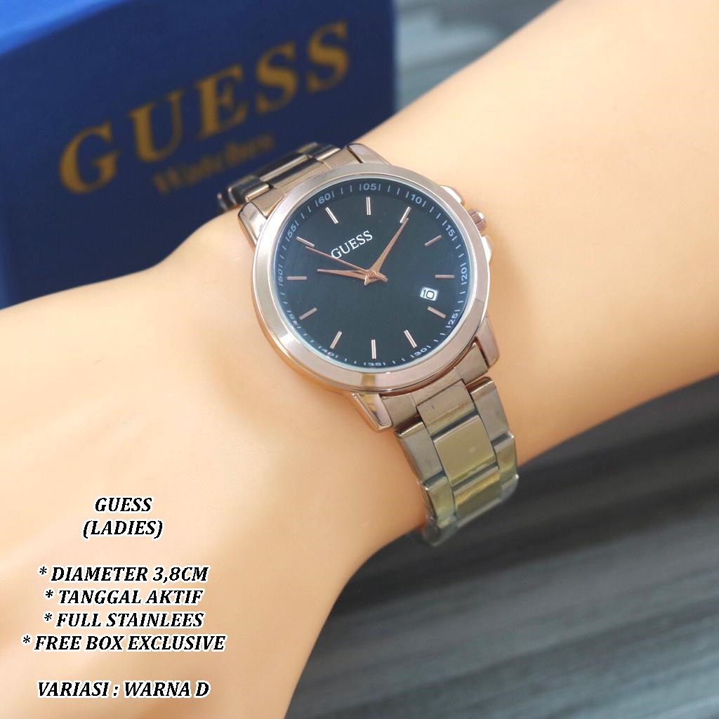 (FREE BOX) JAM TANGAN WANITA FASHION RANTAI BODY BULAT TANGGAL AKTIF