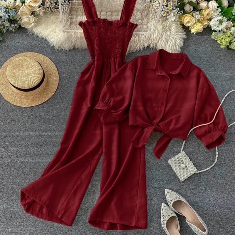 ONE SET LETASIA JUMPSUIT WANITA SET MOSCREPE PREMIUM / BAJU SETELAN WANITA TERBARU