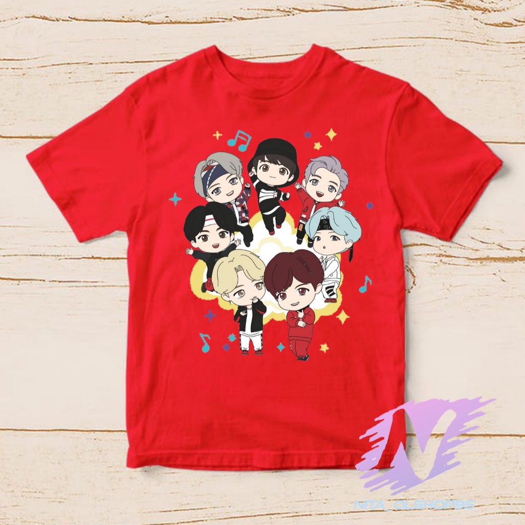 kaos anak kpop bts baju kaos animasi kartun BTS