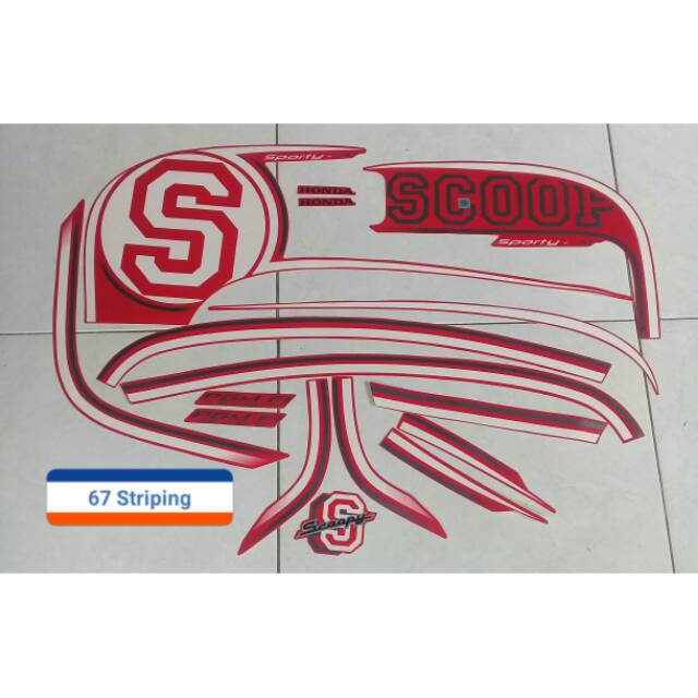Sticker Striping Motor Honda Scoopy Sporty 2014 Red