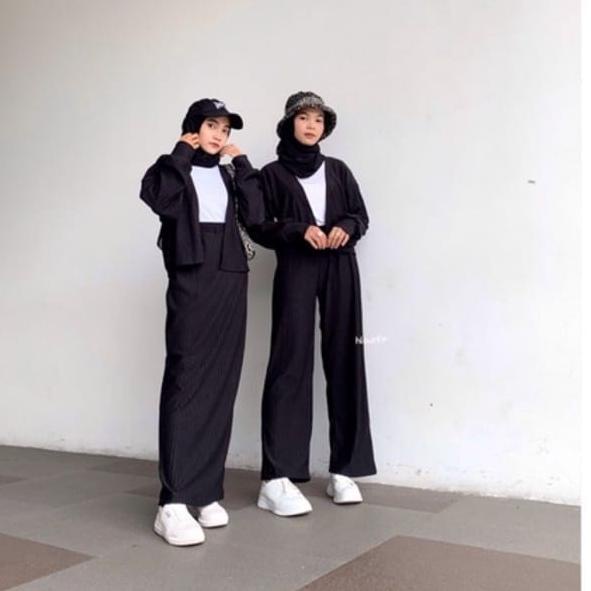 AD.11Au22e | PREKTUS - ZEC OOTD Wanita Setelan EVI / Nonio Knit one Set RIB PREMIUM XL ( ROK + BAJU 