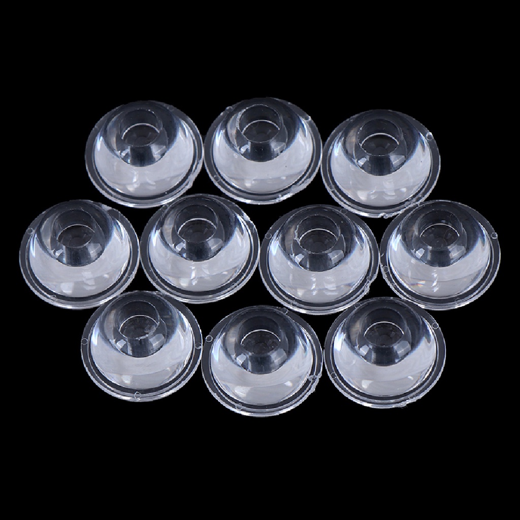 (lsingers1) 10pcs Lensa Kaca Optik led Ukuran 20mm 10 / 30 / 60 / 90 / 120 Derajat