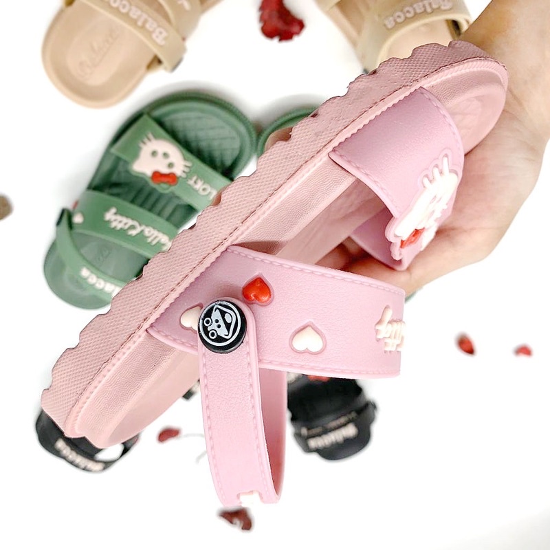 Sandal Selop Anak Perempuan Bahan Karet Model Tali Belakang Karakter Hello Kitty