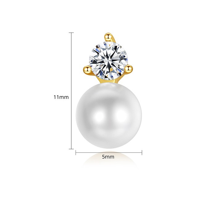 LRC Anting Tusuk Fashion 18k Copper Inlay Zircon Pearl Stud K2304X
