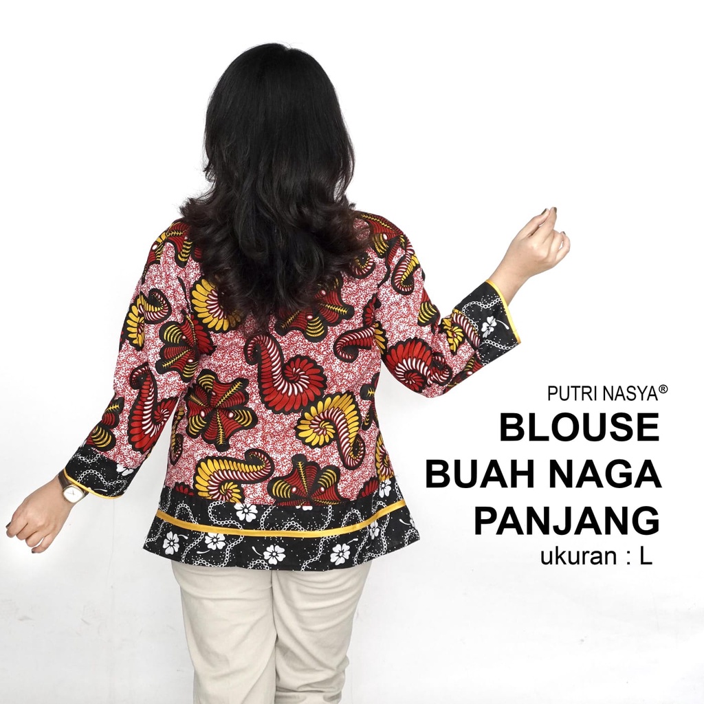 Blouse Big Size Wanita Atasan Batik Lengkap S-M-L-XL-2L-3L-4L-5L-6L-7L Model Blus Jumbo Seragam Batik / Atasan Formal Kantor Wanita Kerja / Pakaian Batik Kekinian LD 140