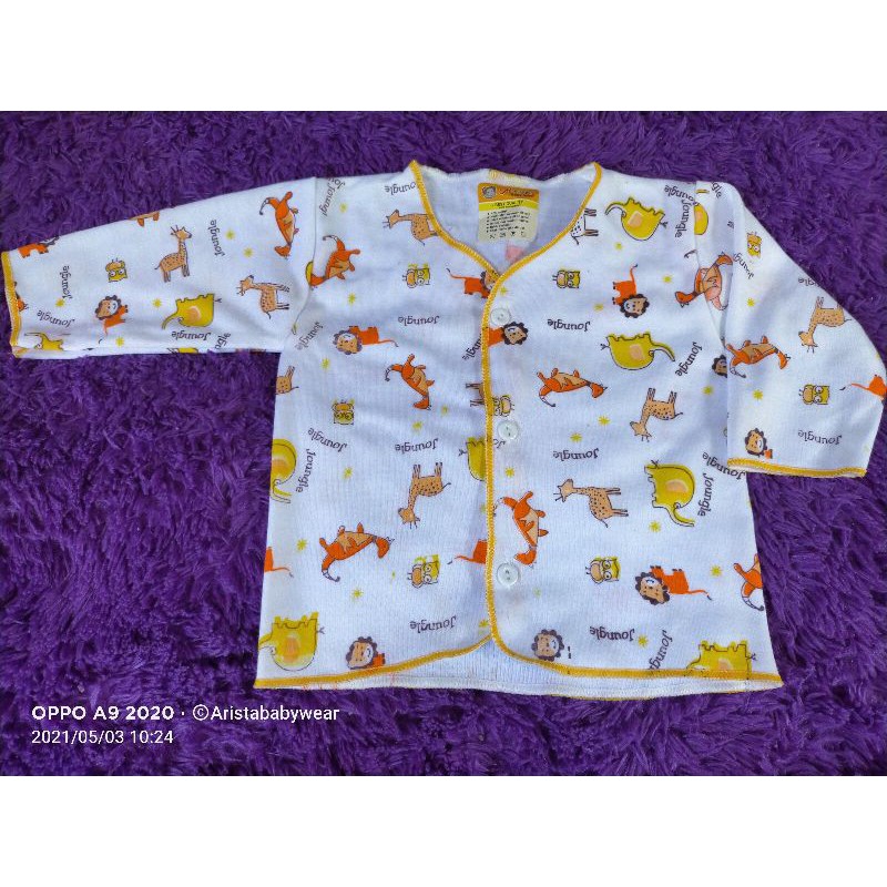 NEWBORN | (3PCS) BAJU BAYI, PUTIH MOTIF JOUNGLE