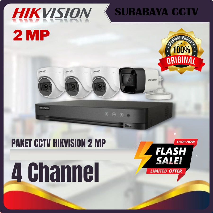 PAKET CCTV HIKVISION 2MP 4 KAMERA HDD 2TB SIAP PASANG