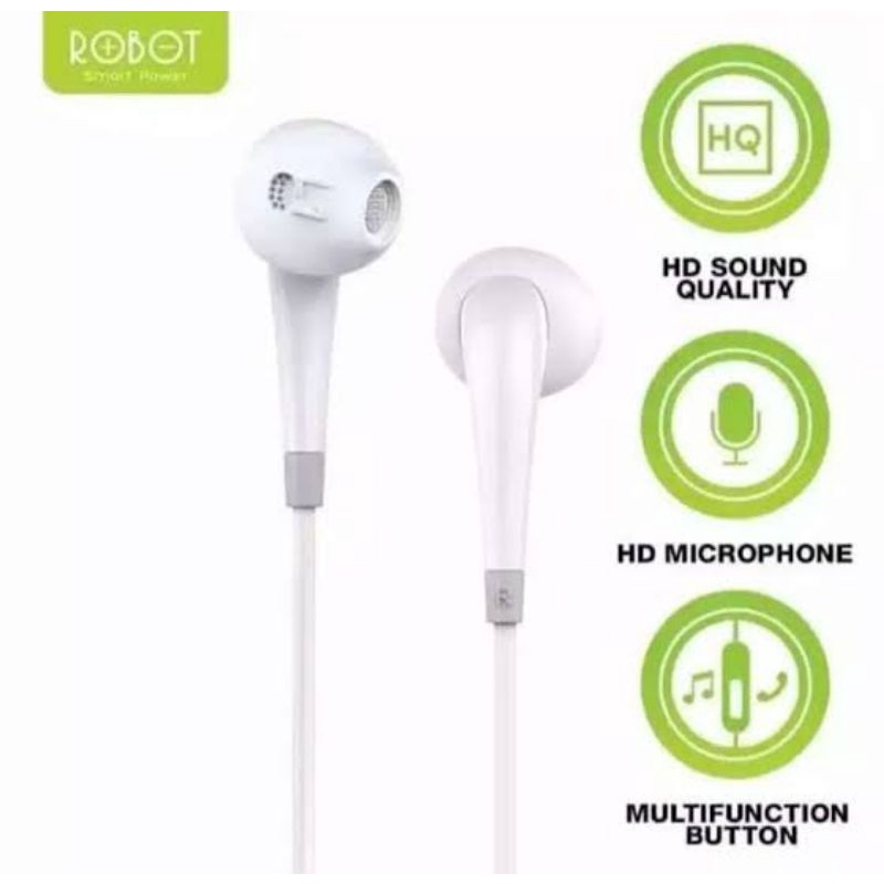 [R701 ROBOT] HEADSET BASS STEREO EARBUDS EARPHONE SOFT IN EAR JACK 3.5mm ORIGINAL ROBOT