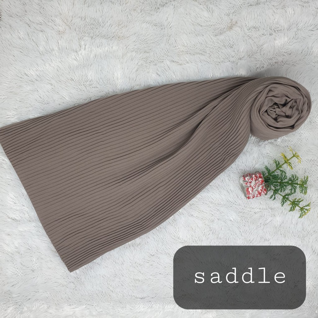 Pashmina Plisket Ceruty Babydol Full Plisket Lidi Tanpa Lipatan-SADDLE