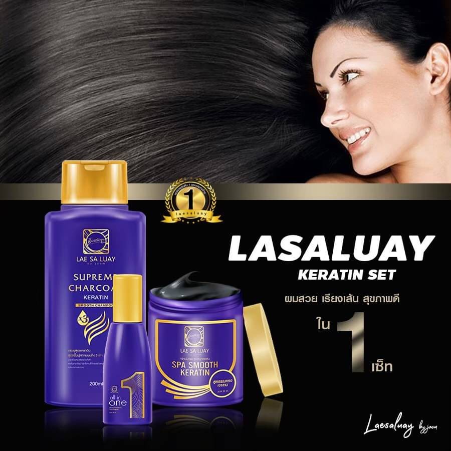 Lae Sa Luay Paket 3 In 1 Super Smooth Hair Masker Shampoo Serum