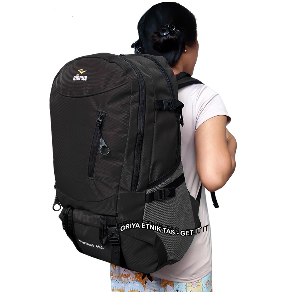 Tas Ransel Pria 40 Liter Backpack Outdoor Gratis Jas Hujan ELBRUS PORTLAND
