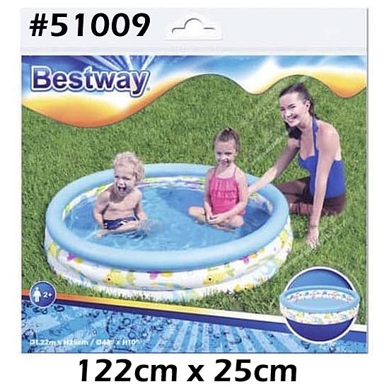 Bestway 51009, 51008 Kolam Renang Anak dan Bayi Ocean Life - Paket Kolam Mandi Bola 122 cm x 25 cm-Kolam 51009 Saja