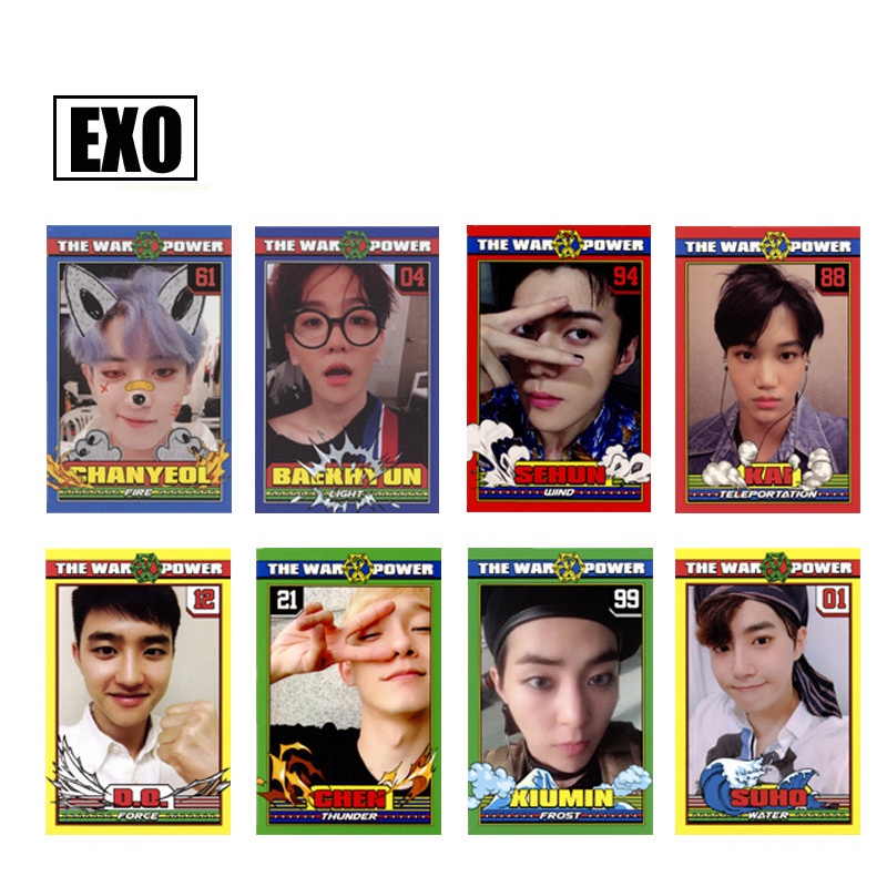 8pcs / set Kartu Foto Dengan Tanda Tangan Kpop EXO Untuk Koleksi