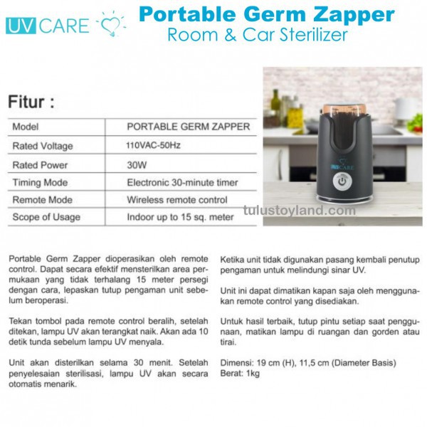 PROMO UV Care Room Sterilizer Portable Germ Zapper GRATIS UVC POCKET Alat Steril Ruangan bunuh Virus Kuman Bakteri