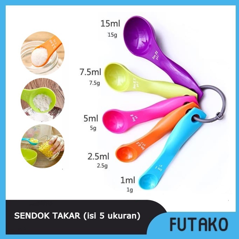 FUTAKO Sendok Takar Sendok Takaran Measuring Spoon 1 SET 5 SENDOK