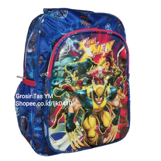 Tas Sekolah Anak Karakter X-Men. Gambar Timbul. Ukuran Kelas 2-4 SD. GRATIS Jas Hujan Ransel