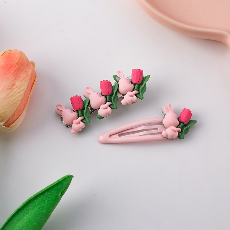 Trendy Popular Women Accessories Plastic Flower Rabbit Hair Clip