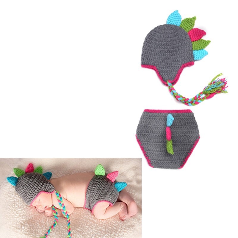 COSTUME CROCHET DINO GREY