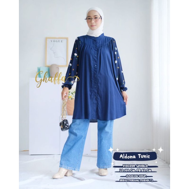 ALDONA TUNIC BY GHAFFA THE LABEL (TUNIK MOTIF) Tunik wanita rekomended