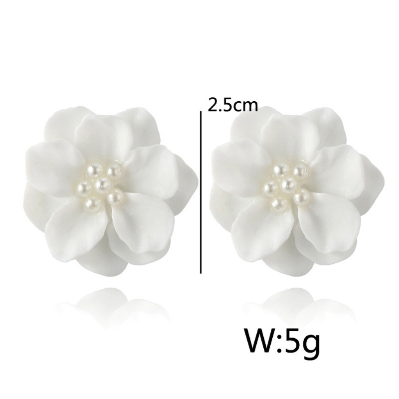 Siy Camellia Kelopak Bunga Anting Resin Putih Earring Stud Dekorasi Perhiasan Anting Postingan Hadiah Untuk Perempuan Perempuan Perempuan