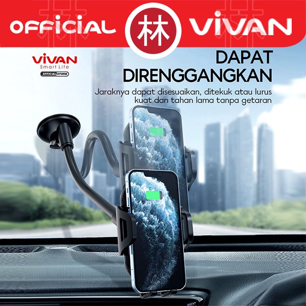 VIVAN Car Holder CHS11 Rotasi 360° Smart Lock Untuk 4.0-6.5 Inch