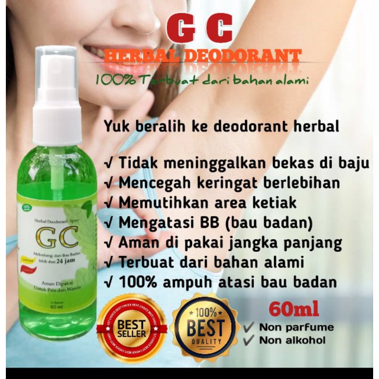 DK Deodorant GC HERBAL Spray Penghilang Bau Badan Spray Alami 60ml / Deodorant Badan Anti Bau Keringat Herbal