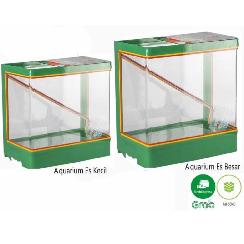 [BESAR/BONUS CUTTING STICKER] Aquarium Es Buah Kekinian Acrylic Es Buah + Gayung/Kotak Akrilik Es Bu